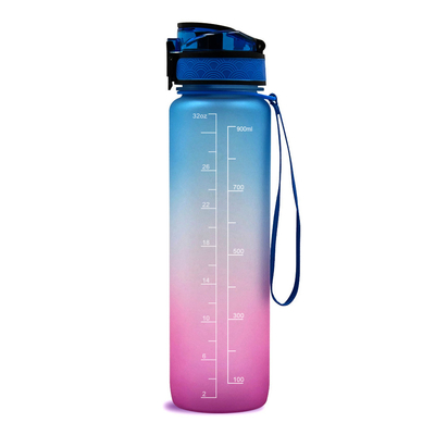 BPA Free Drinking Water Bottle with Time Marker & Straw
