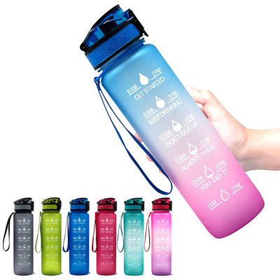 BPA Free Drinking Water Bottle with Time Marker & Straw